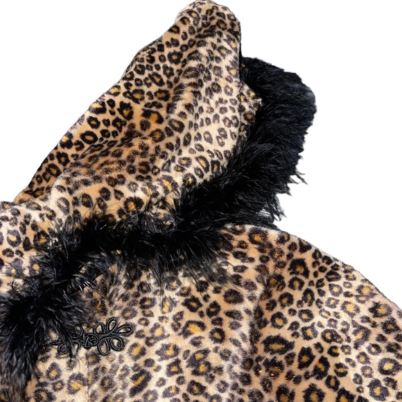Girls Animal Print Cape Boa Trim Hooded Handmade Size 14 Read Measurements - Picture 6 of 8